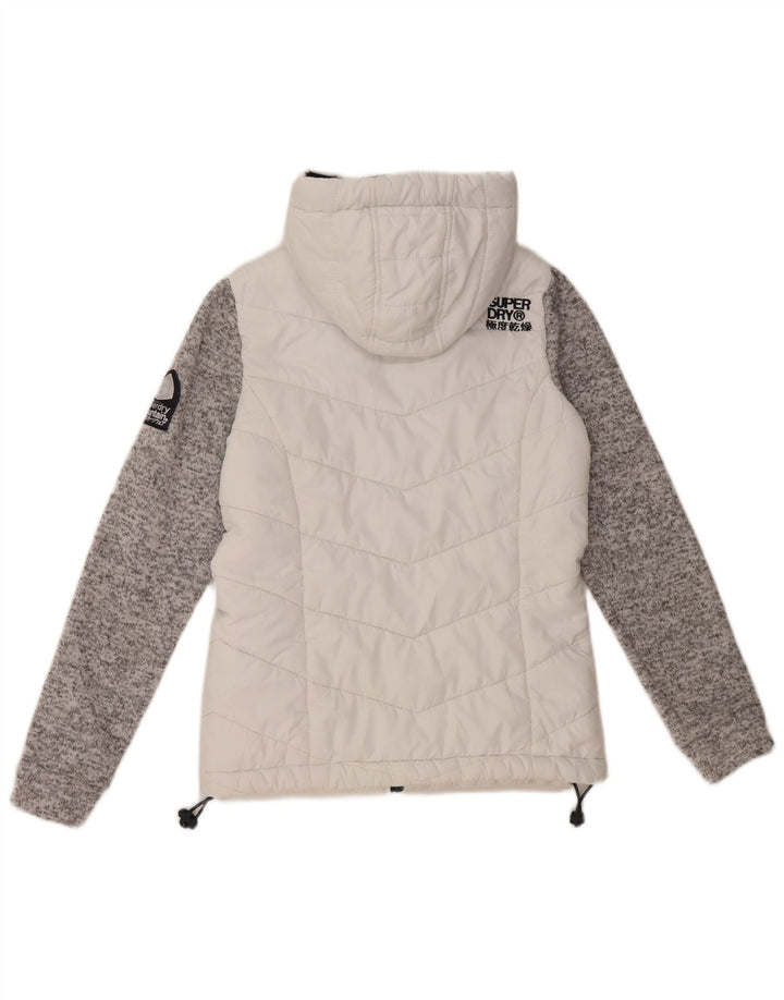 Superdry Womens Hooded Padded Jacket UK 8 Small White Colourblock