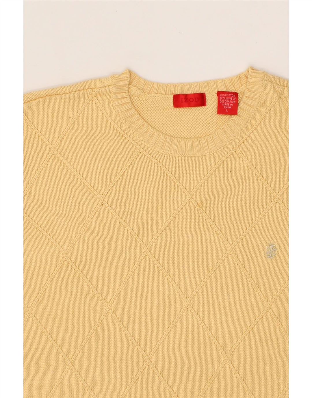 IZOD Mens Crew Neck Jumper Sweater Large Beige Cotton Vintage Izod and Second-Hand Izod from Messina Hembry 