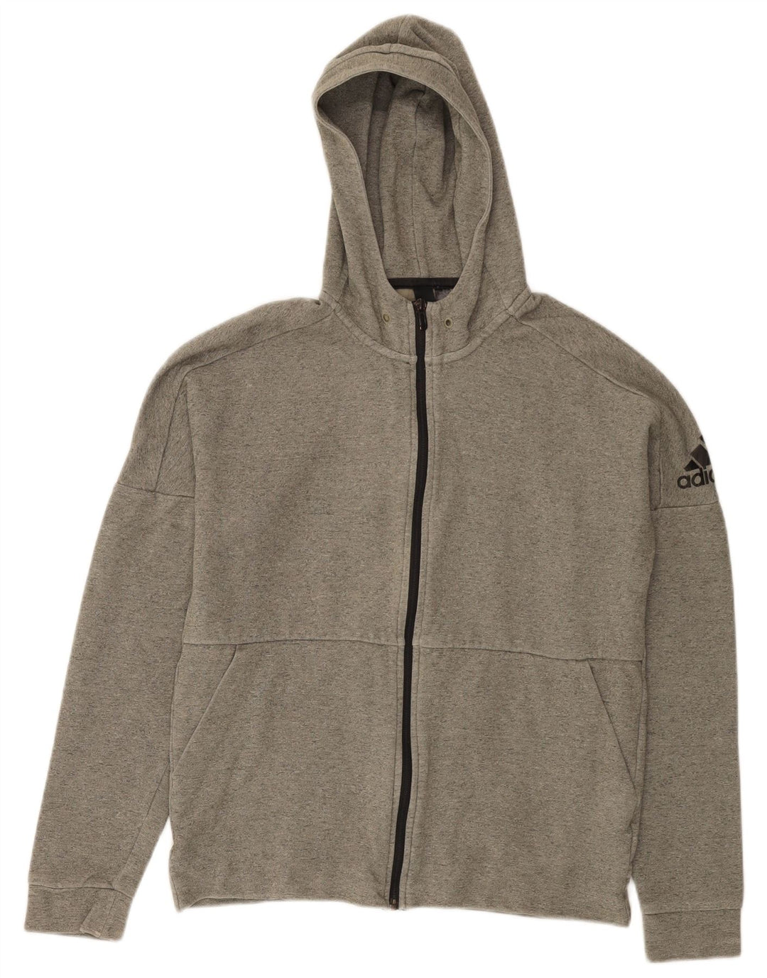 Adidas Mens Zip Hoodie Sweater Medium Grey Cotton