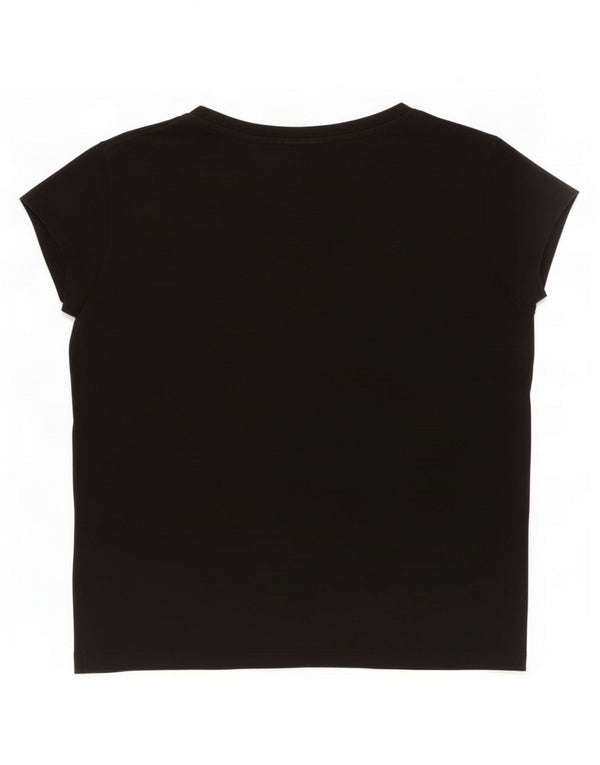 T-shirt grafica oversize corta da donna Ellesse Top UK 10 piccola in cotone nero