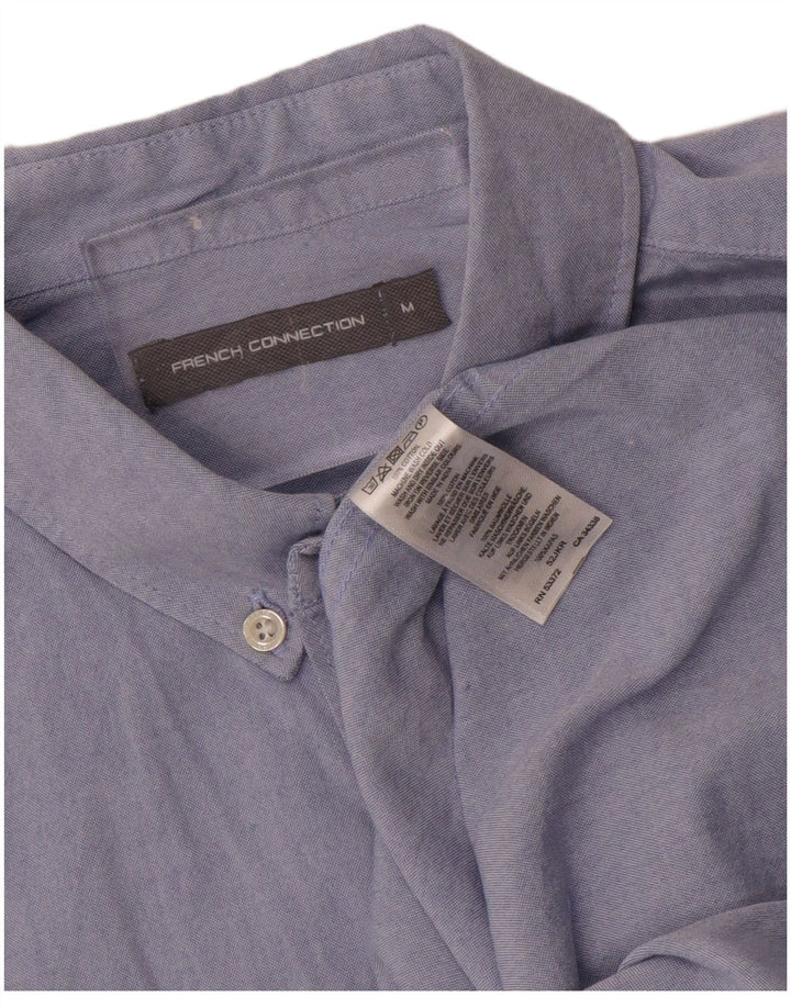 French Connection Mens Short Sleeve Shirt Medium Blue Cotton