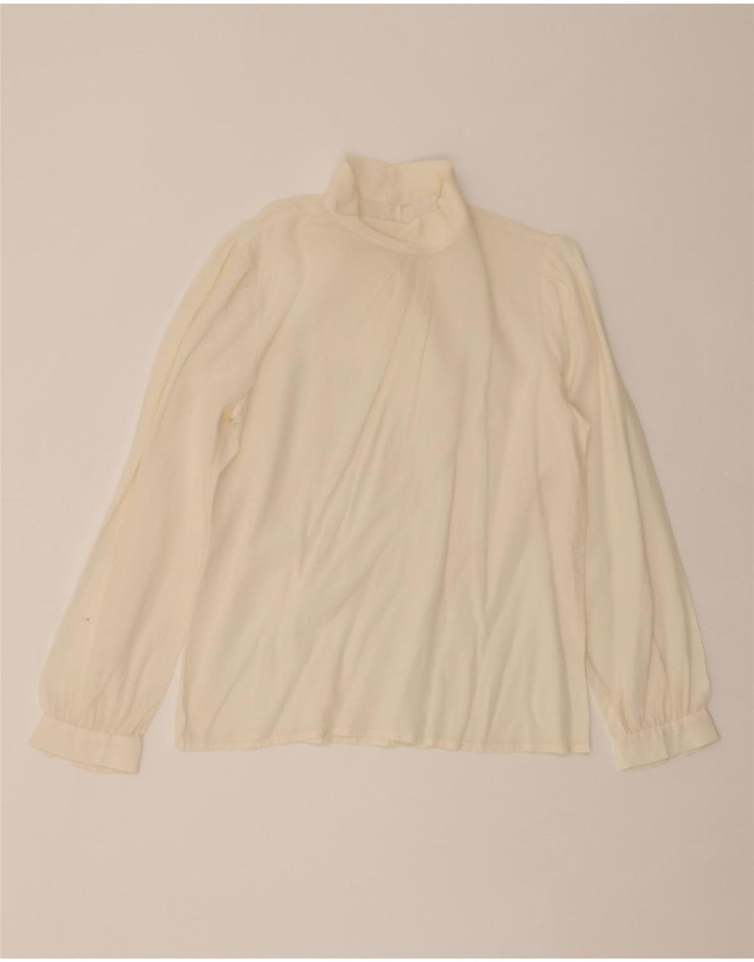 VINTAGE Womens Long Sleeve Blouse Top UK 12 Medium Off White Vintage Vintage and Second-Hand Vintage from Messina Hembry 