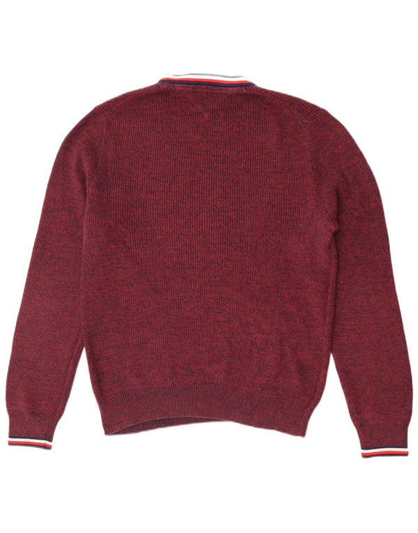 Tommy Hilfiger Mens Crew Neck Jumper Sweater Medium Burgundy Flecked