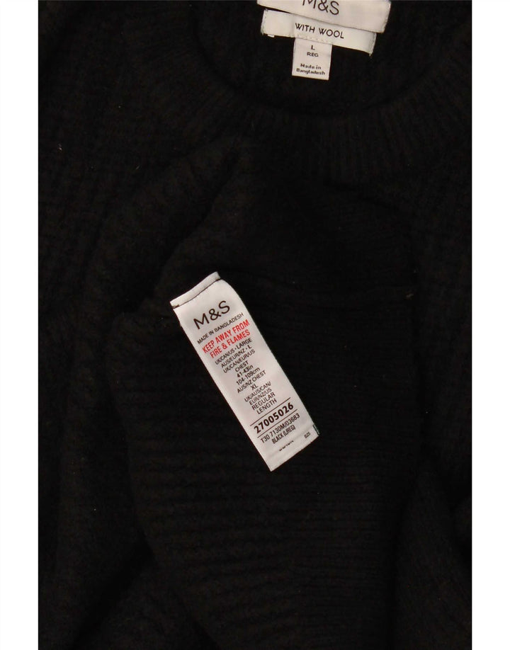 Marks & Spencer Mens Crew Neck Jumper Sweater Large Black Acrylic