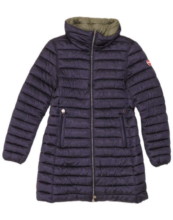 Colmar Dame Hætte Vendbar Polstret Frakke UK 12 Medium Navy Blue Nylon