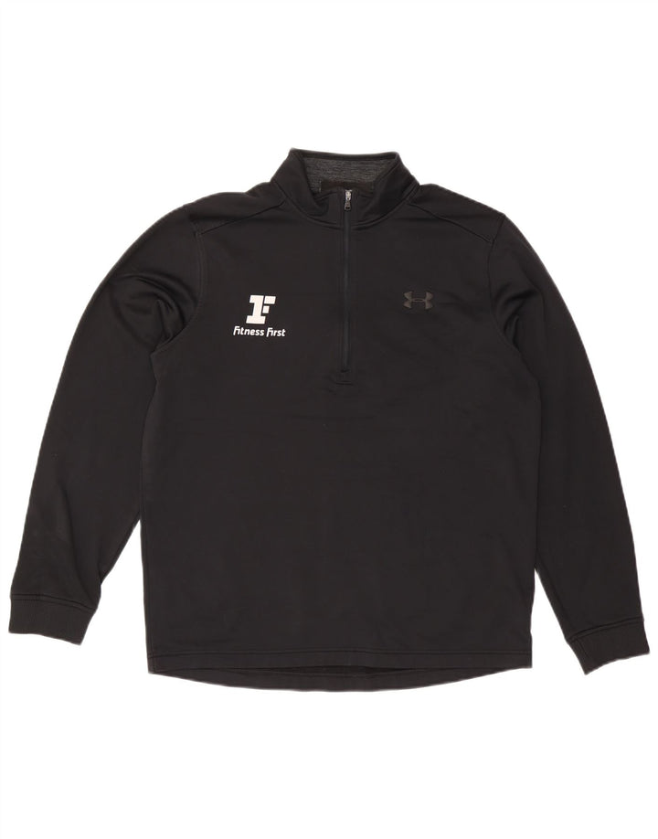 Under Armour Mens Cold Gear Graphic Zip Neck Sweatshirt Jumper Medium Black