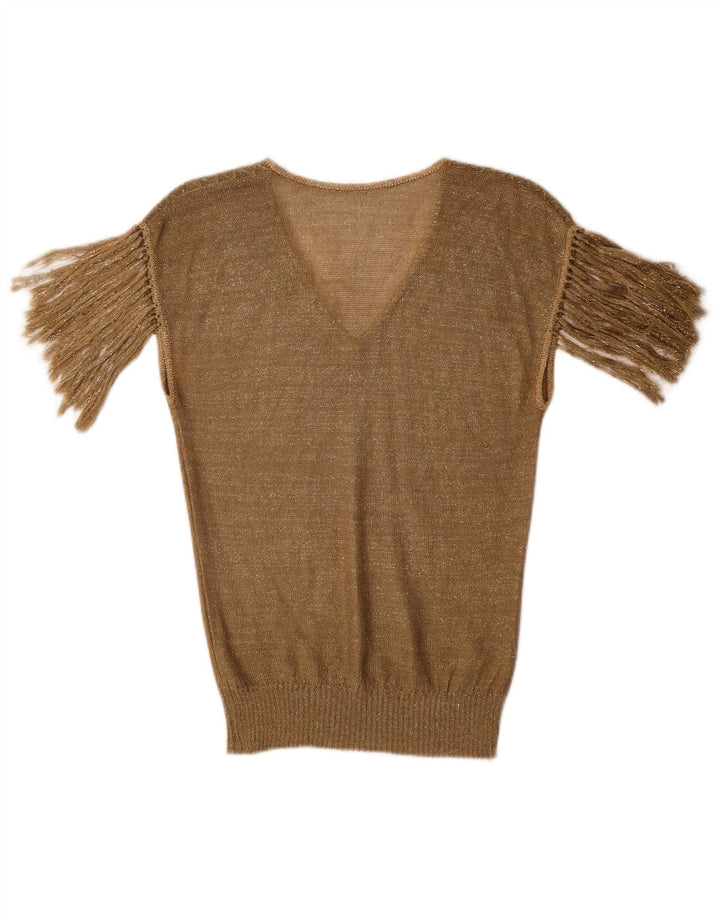 Vintage Womens Blouse Top UK 10 Small Gold