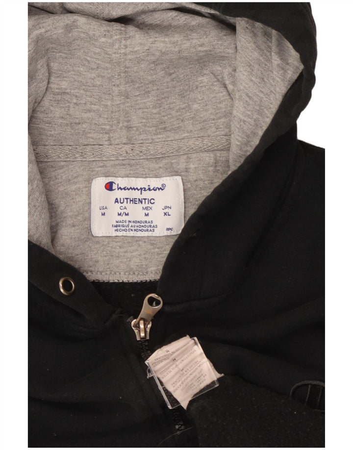Champion Mens Zip Hoodie Sweater Medium Black Cotton