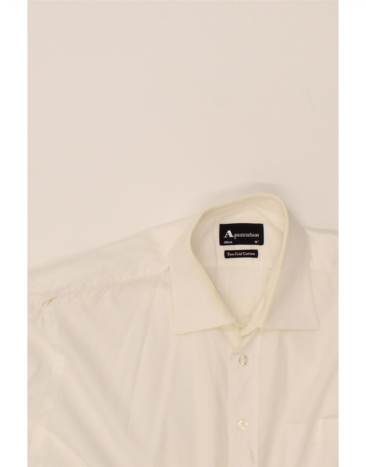 AQUASCUTUM Mens Shirt Size 16 Large White Cotton Vintage Aquascutum and Second-Hand Aquascutum from Messina Hembry 