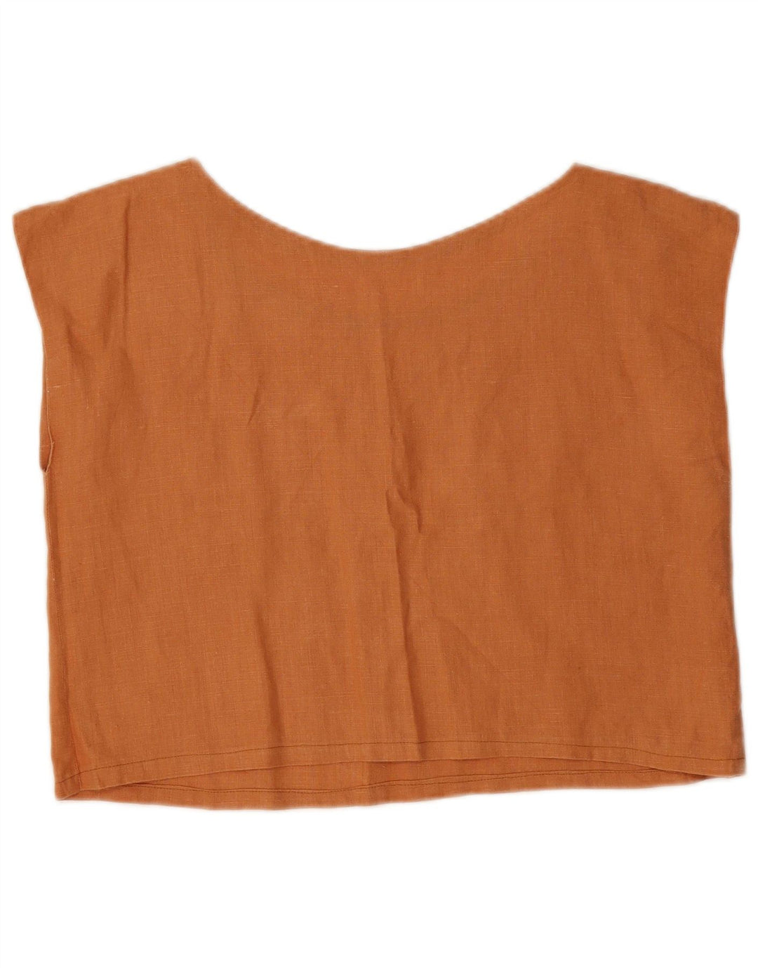 Top corto da donna vintage in camicetta UK 12 marrone medio