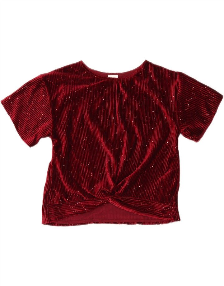 Zara Girls Velour Blouse Top 9-10 Years Red Polyester