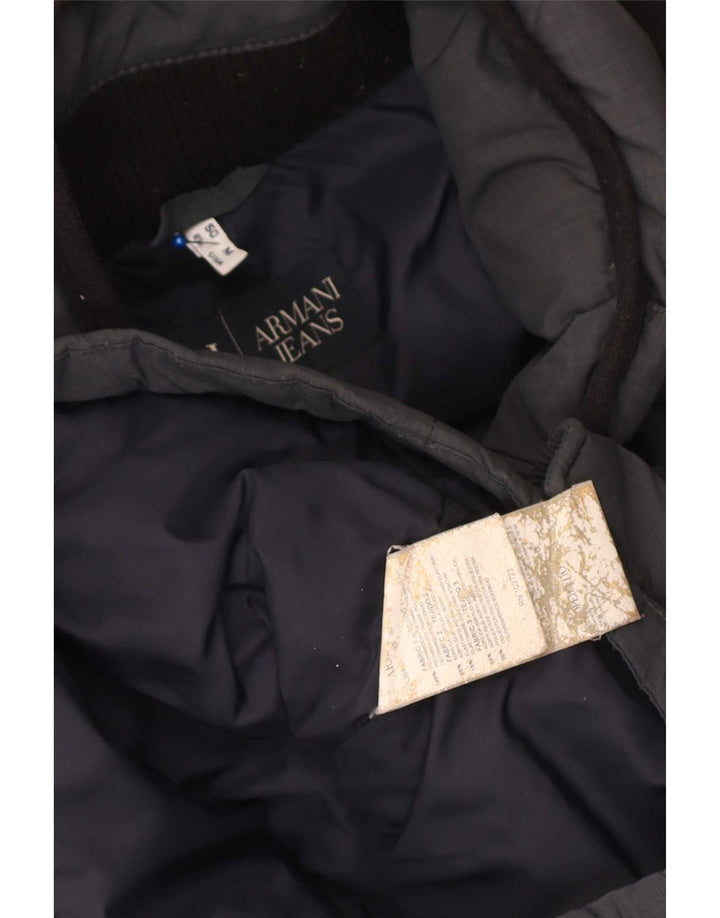Armani Mens Hooded Padded Coat UK 38 Medium Grey Polyamide