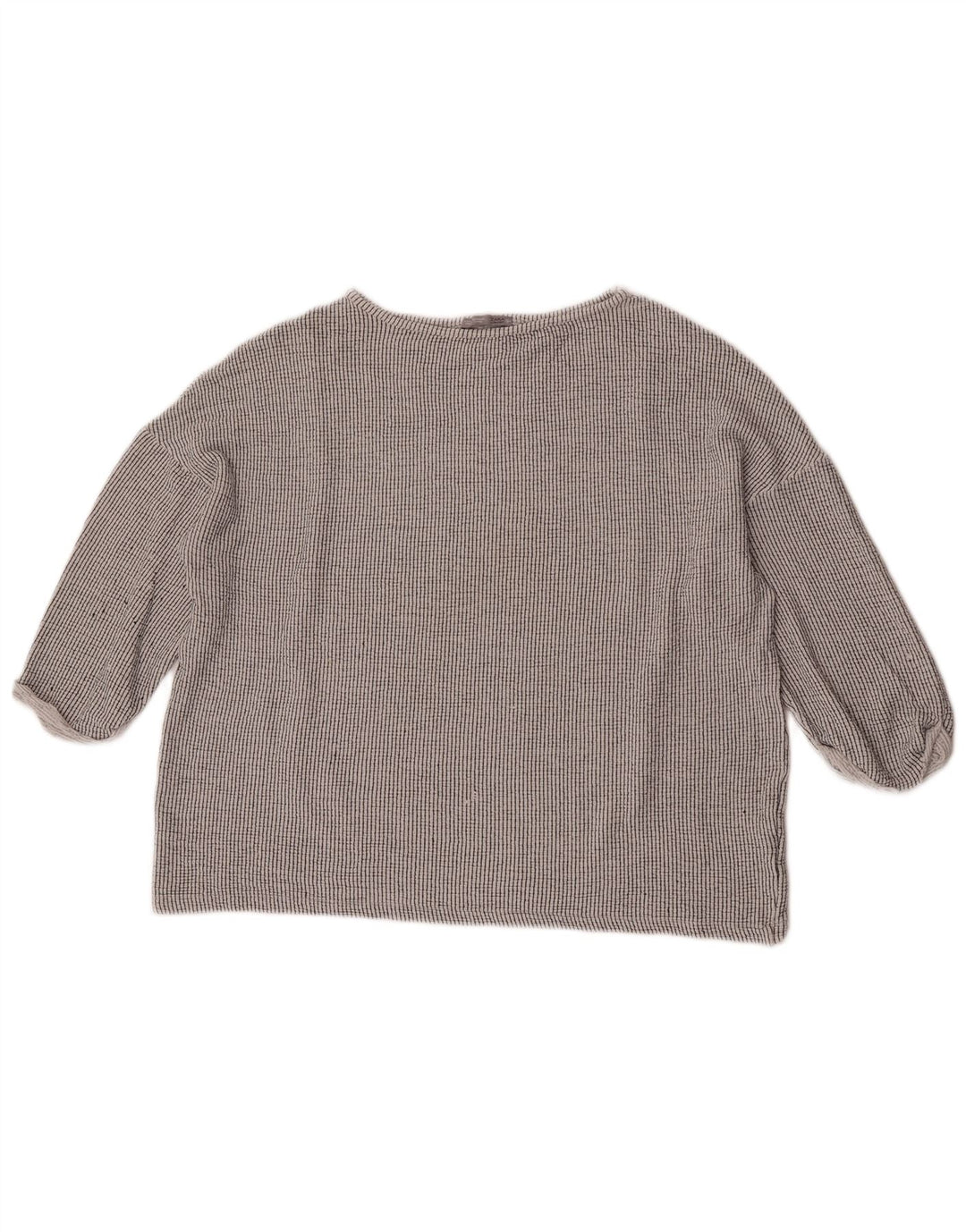 Zara Womens 3/4 Sleeve Oversized Blouse Top UK 14 Medium Grey Striped