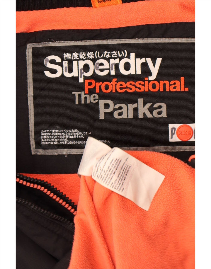 Superdry Womens Hooded Parka Jacket UK 2 2XS Black