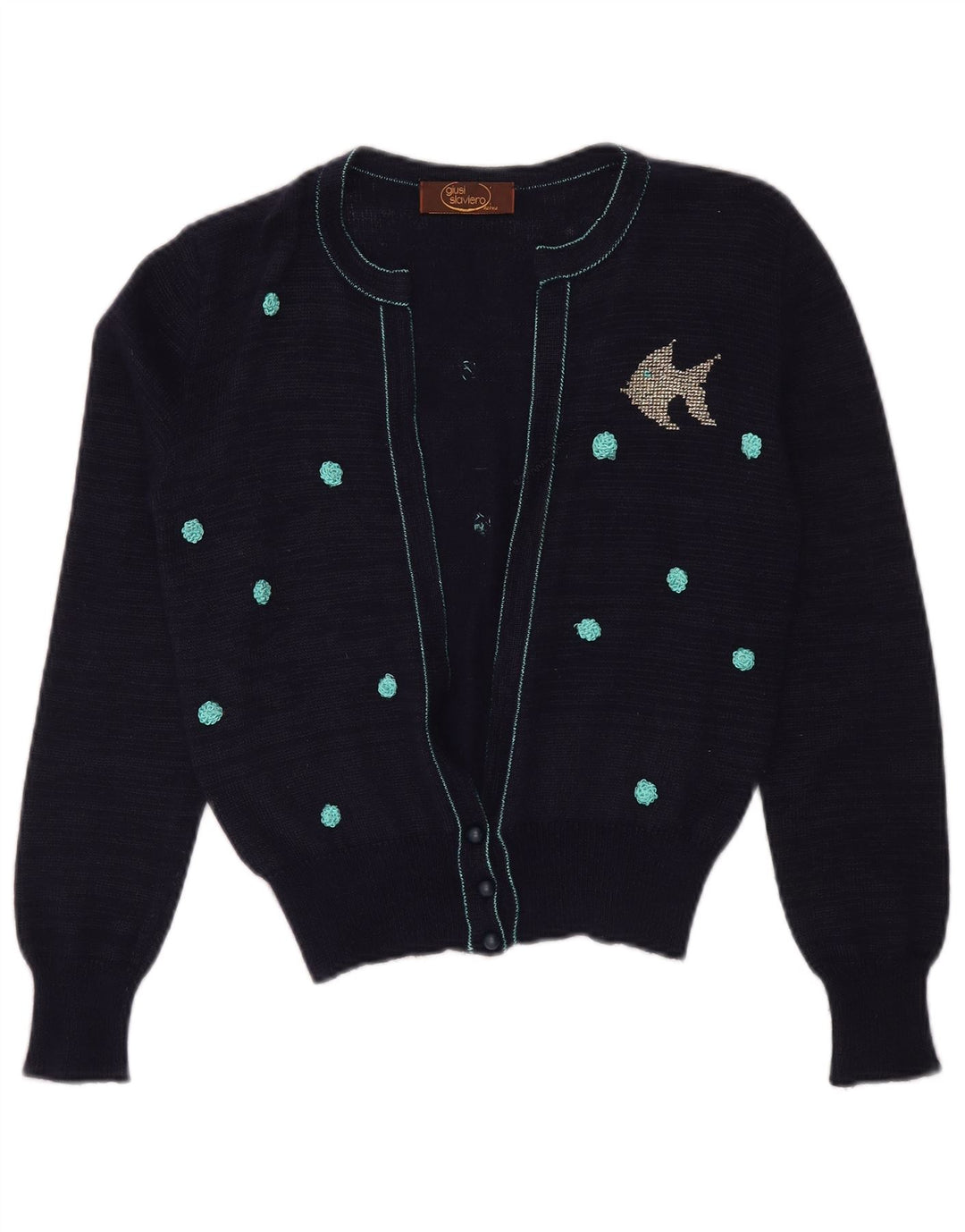 GIUSI SLAVIERO cardigan sweater til kvinder IT 42 Mellem marineblå plettet