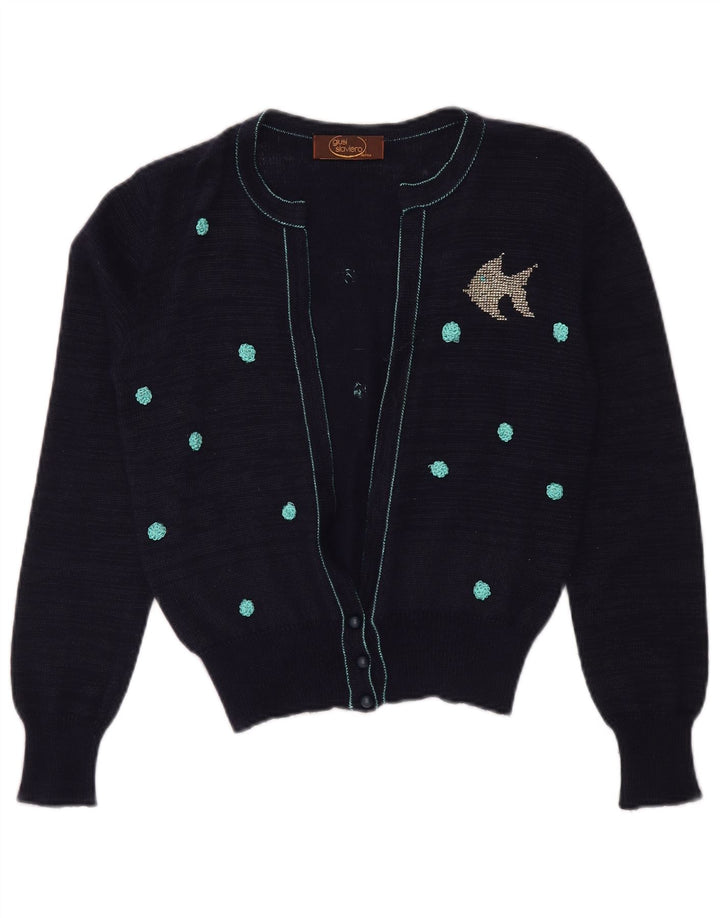 GIUSI SLAVIERO cardigan sweater til kvinder IT 42 Mellem marineblå plettet