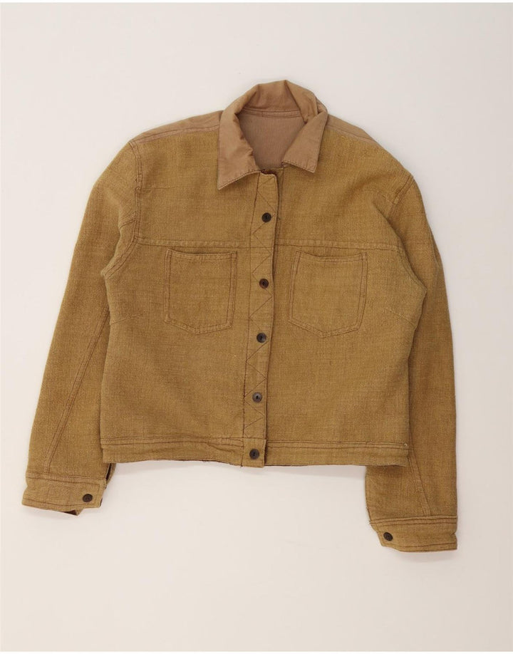 Jaqueta reversível feminina vintage UK 12 marrom médio