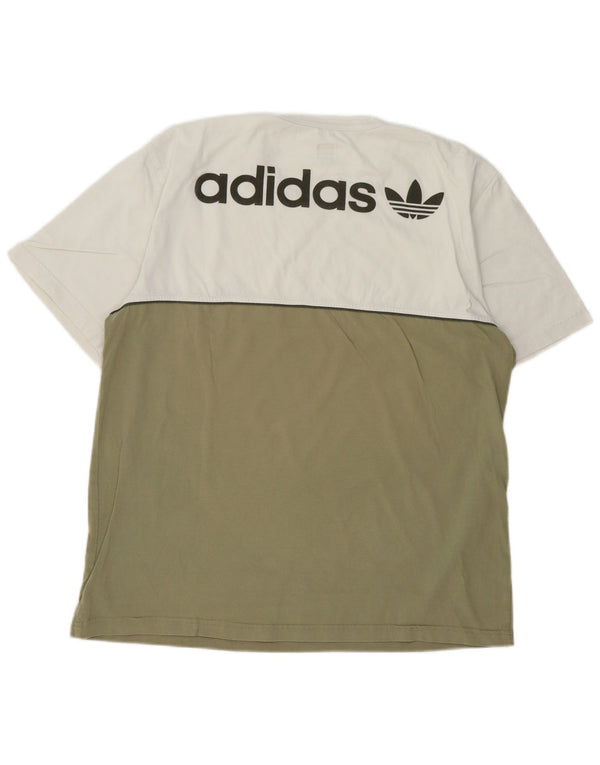 Ανδρικό γραφικό T-Shirt Adidas Top Large White Colourblock Βαμβακερό