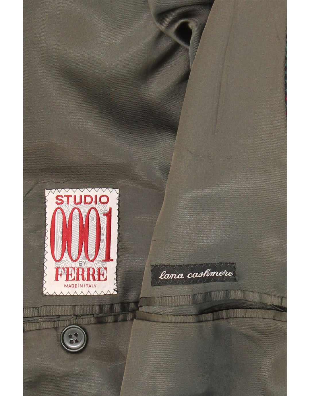 FERRE Mens 2 Button Blazer Jacket UK 40 Large Green Check Wool Vintage Ferre and Second-Hand Ferre from Messina Hembry 