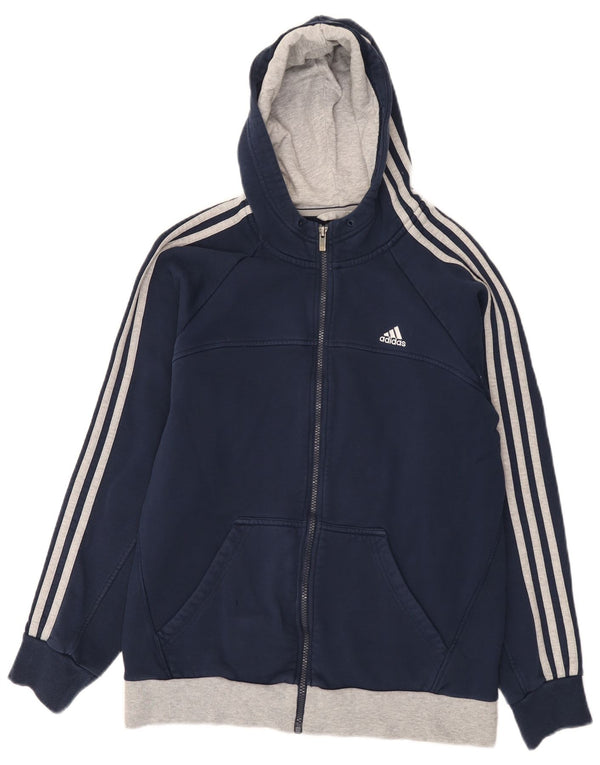 Adidas Mens Zip Hoodie Sweater Medium Navy Blue Cotton