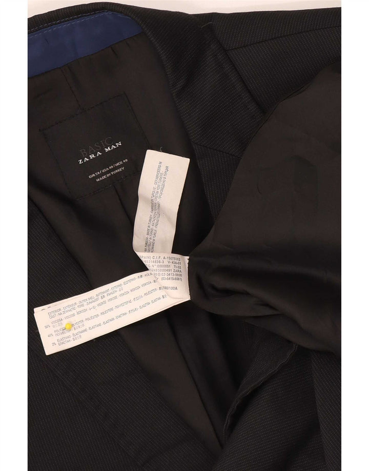 Giacca blazer a 2 bottoni da uomo Zara EU 50 viscosa gessata nera media