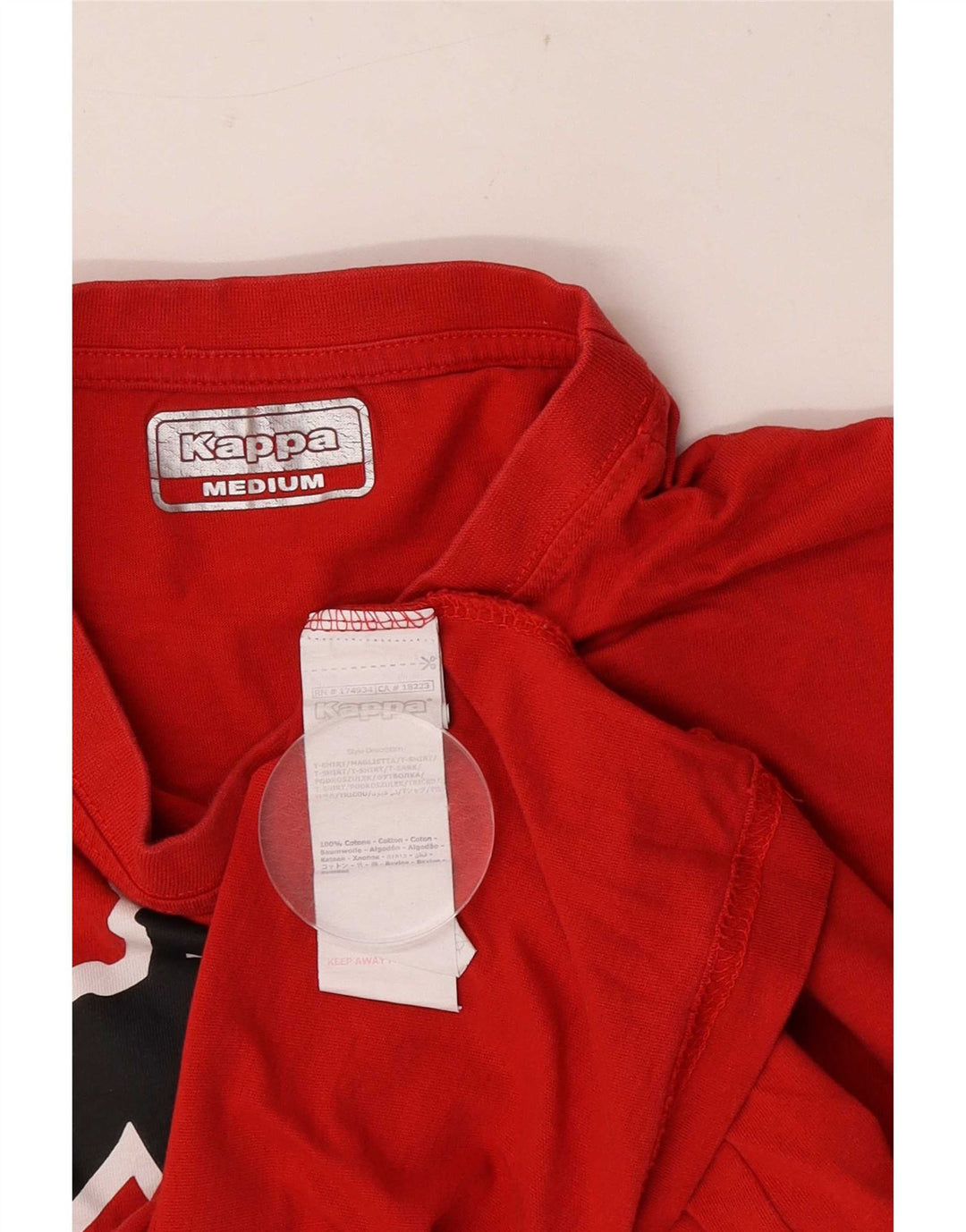 Kappa Mens Short Sleeve Regular Graphic T-Shirt Top Medium Red Cotton