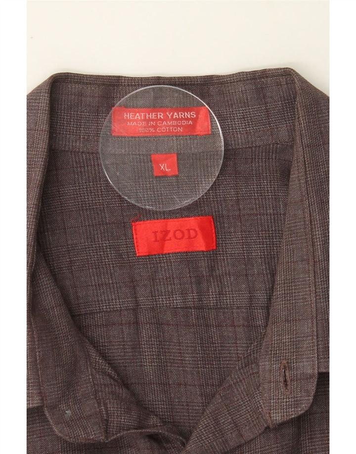 IZOD Mens Shirt XL Brown Check Cotton Vintage Izod and Second-Hand Izod from Messina Hembry 