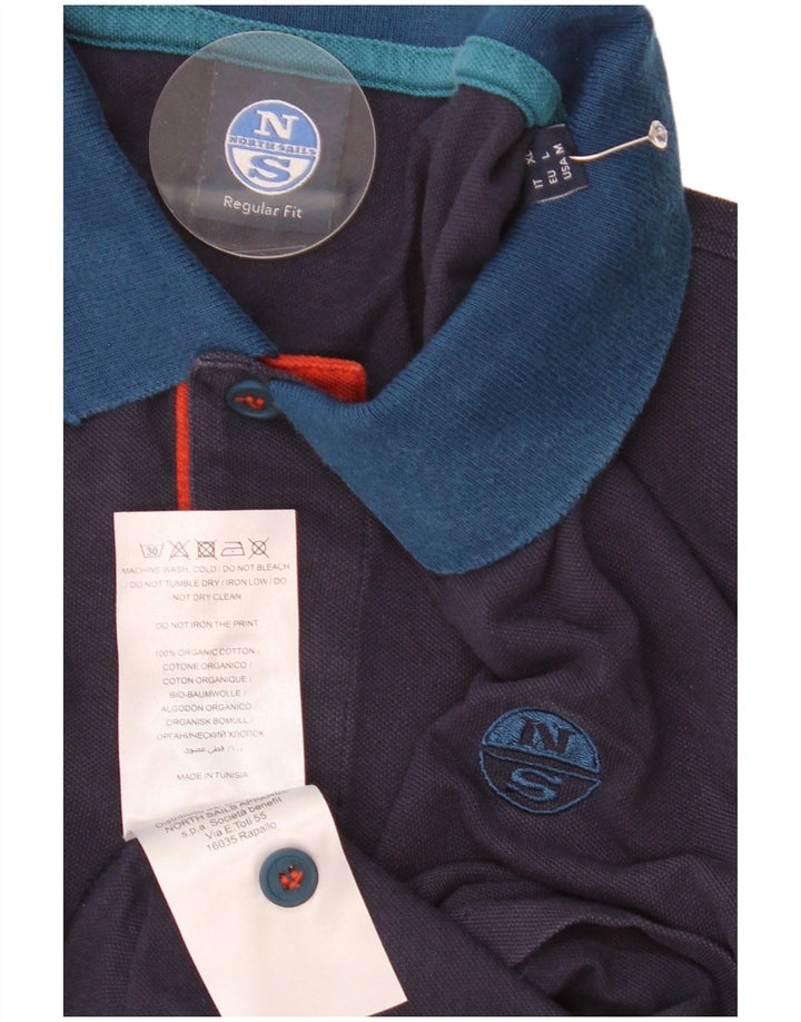 North Sails Mens Long Sleeve Polo Shirt Medium Navy Blue Colourblock
