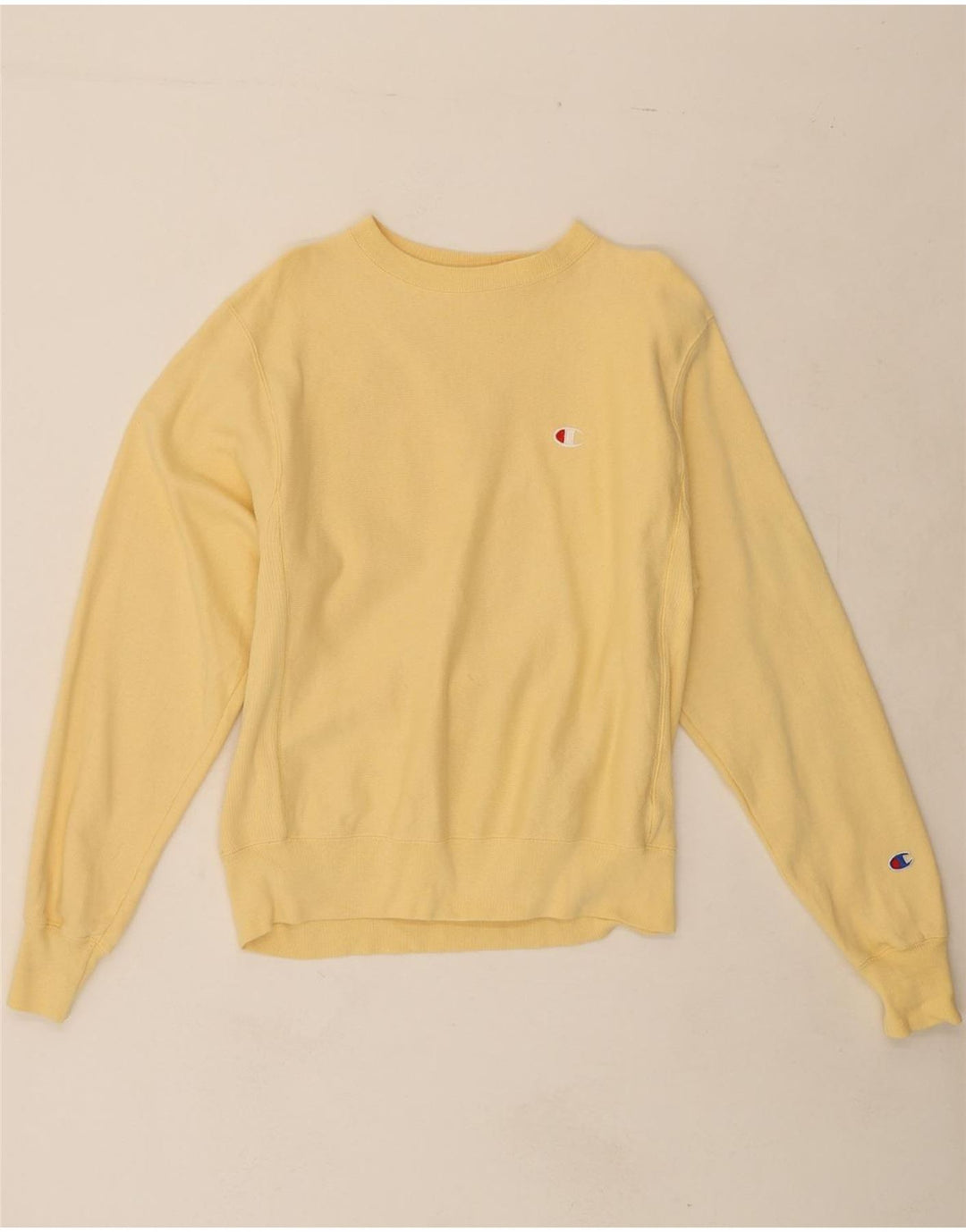 CHAMPION Mens Sweatshirt Jumper Small Yellow Cotton Vintage Champion and Second-Hand Champion from Messina Hembry 