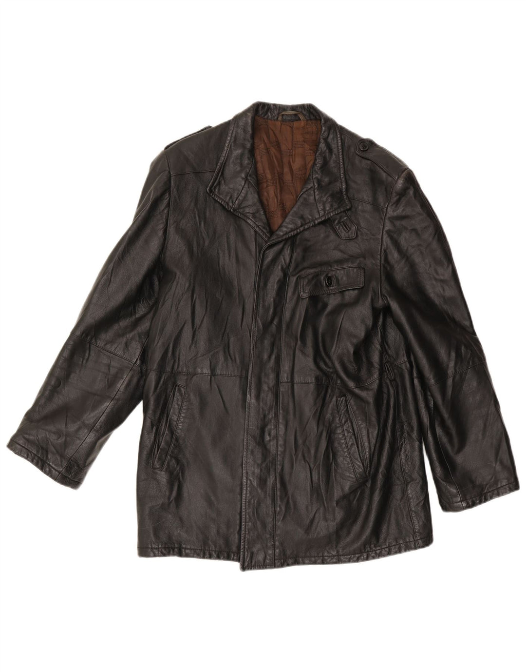 ANFOR Mens Leather Jacket IT 48 Medium Black