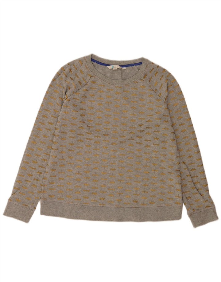 Boden Dame Abstrakt mønster Sweatshirt Jumper UK 14 Medium Grey Bomuld