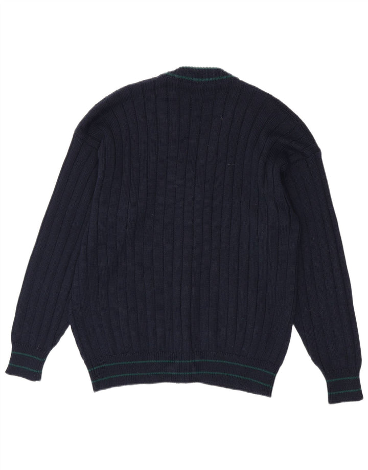 Maglione cardigan da uomo vintage blu navy medio