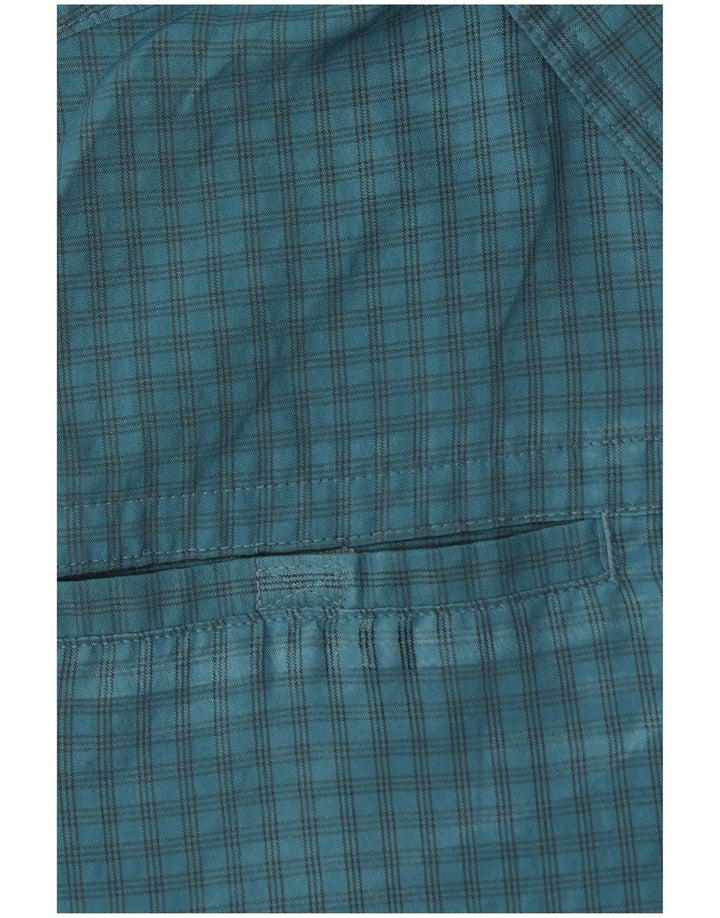 EDDIE BAUER Mens Short Sleeve Shirt Medium Blue Gingham Polyester