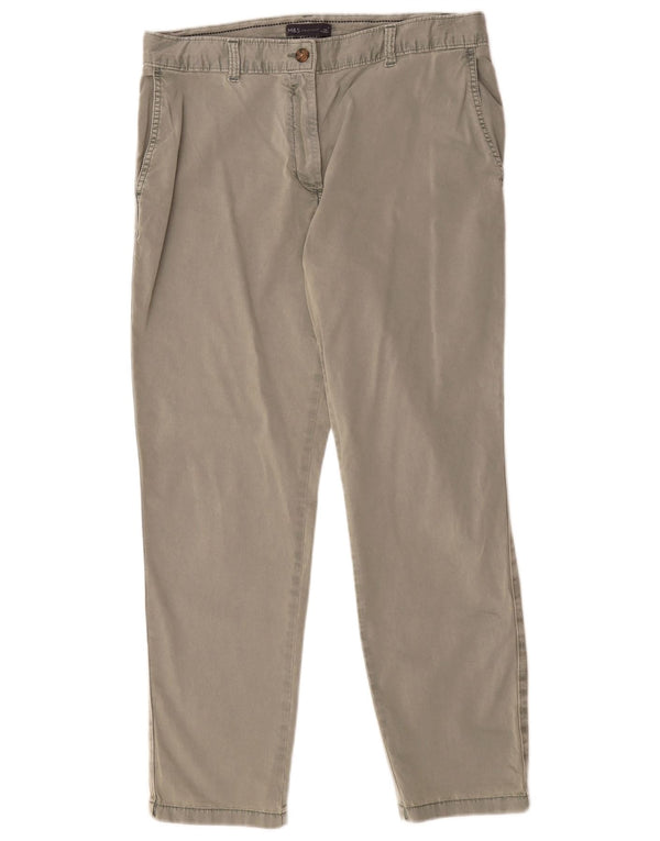 Pantaloni chino a vita alta da donna Marks & Spencer UK 14 Large W34 L28 Khaki