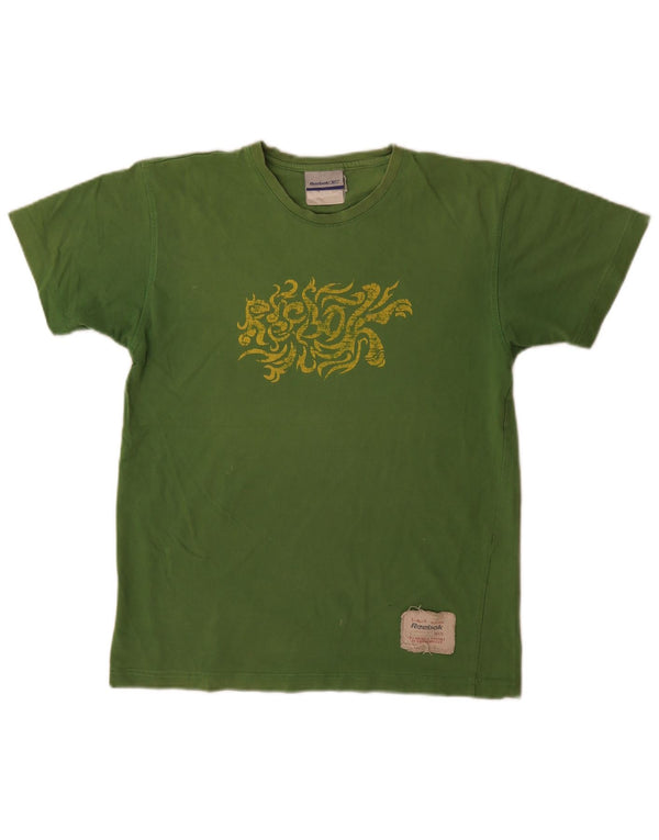 T-shirt grafica da uomo Reebok Top Small in cotone verde