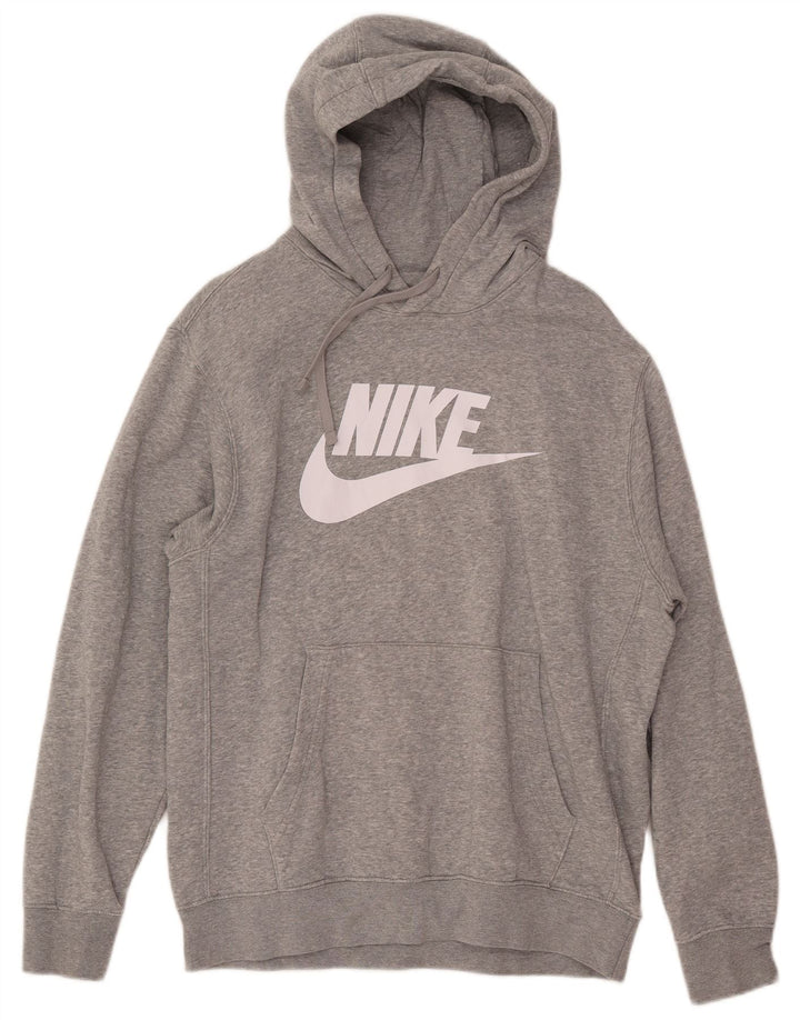 Nike Mens Graphic Hoodie Jumper Medium Grey Cotton
