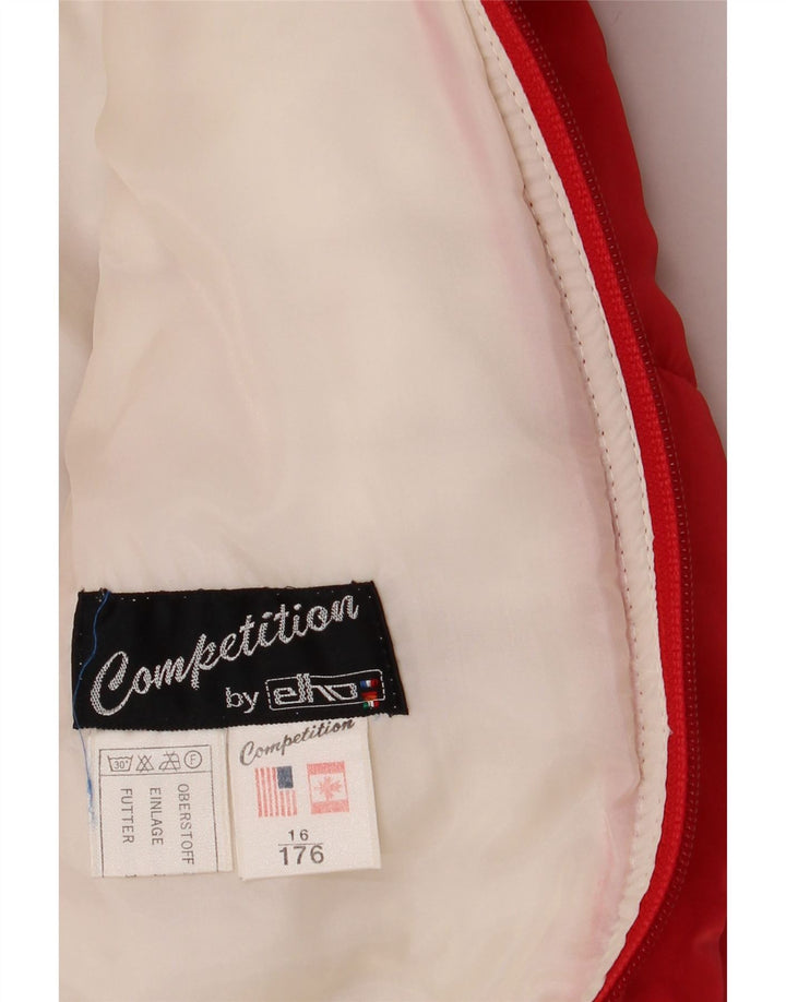 ELHO Boys Padded Jacket 15-16 Years Red Striped Polyamide Vintage Elho and Second-Hand Elho from Messina Hembry 
