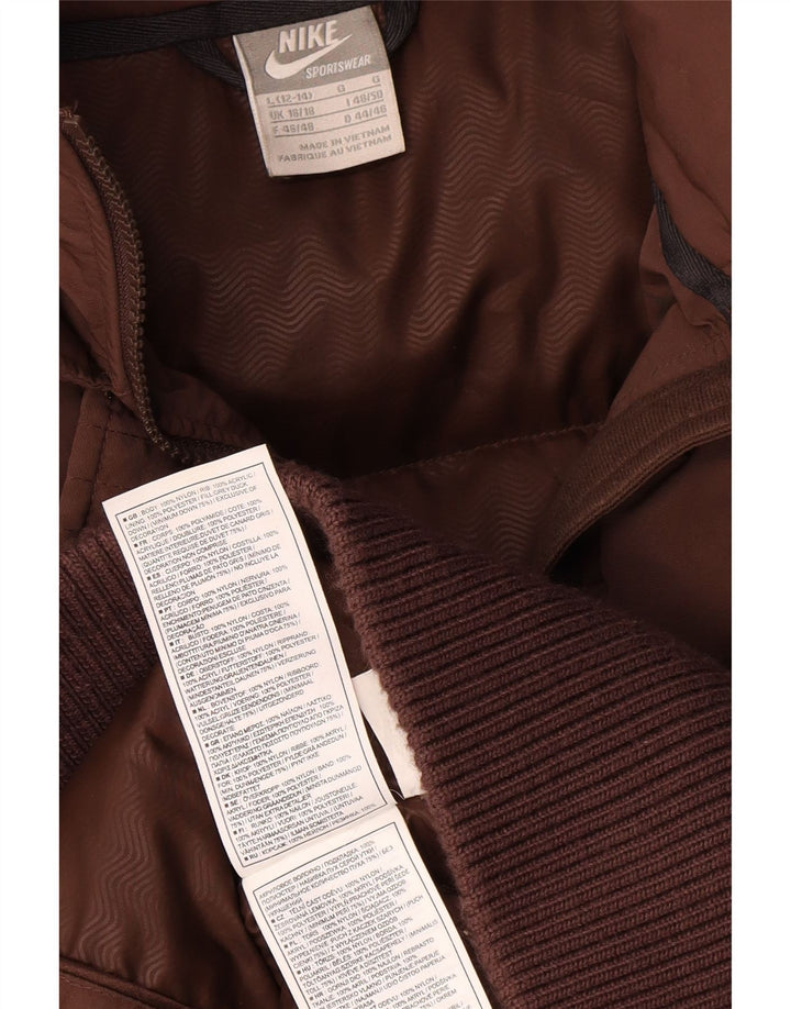 Nike Womens Padded Coat UK 16/18 Large Brown Nylon