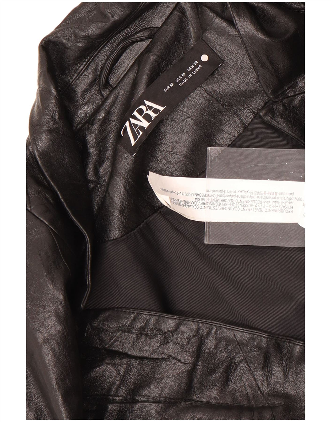 Giacca blazer da donna in ecopelle a 1 bottone Zara UK 14 media nera