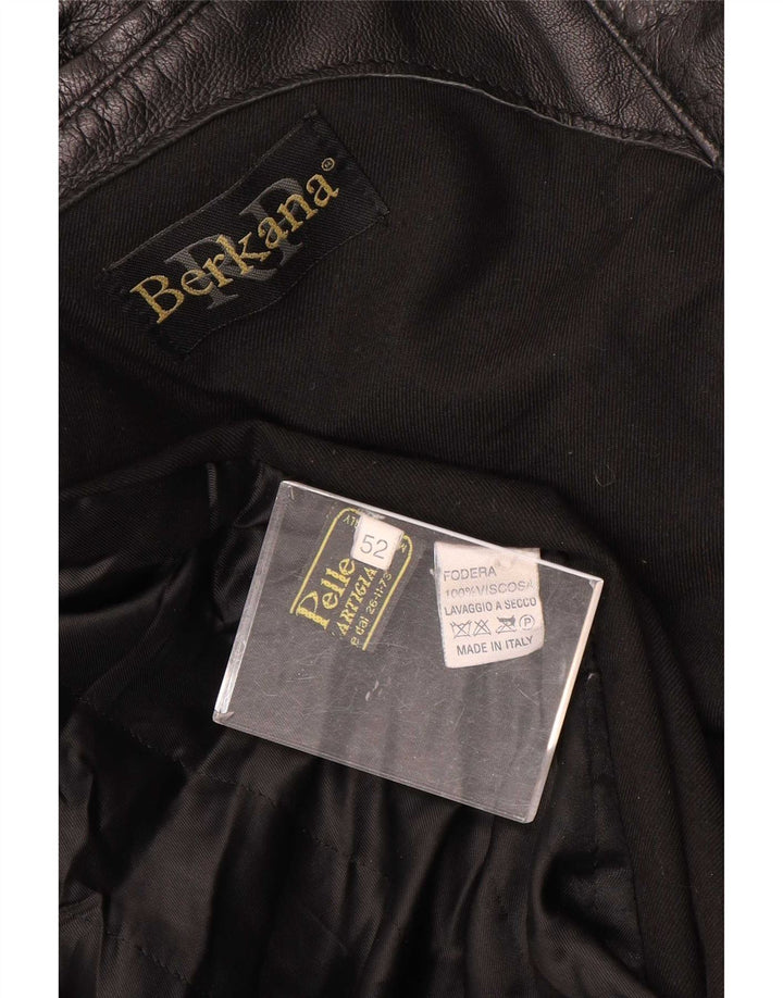 Berkana Abrigo de cuero para hombre IT 52 XL Negro
