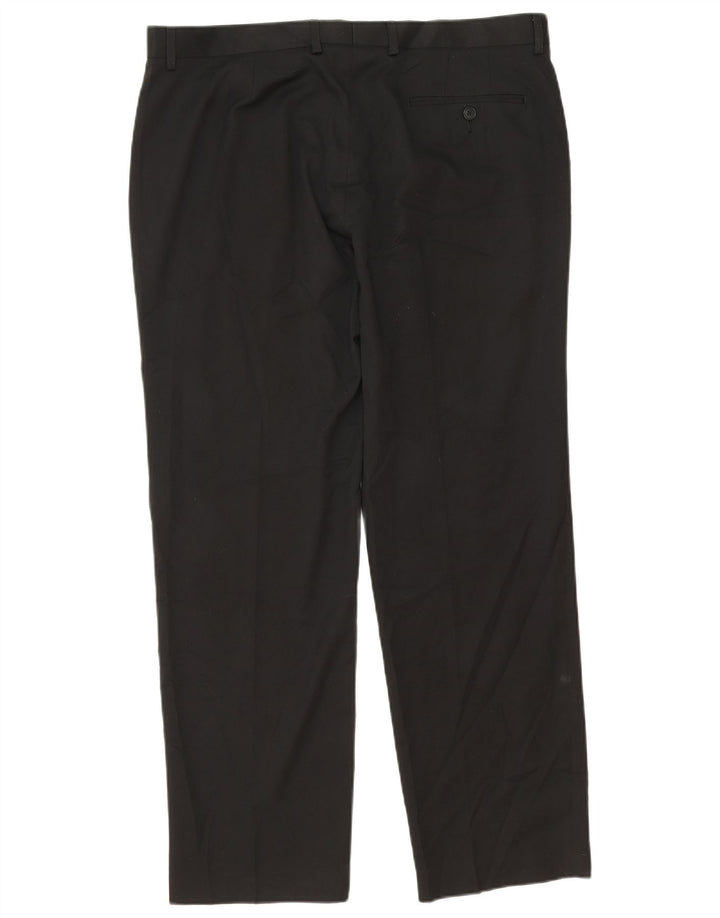 Marks & Spencer Mens Tapered Suit Trousers W38 L31 Black Polyester Classic