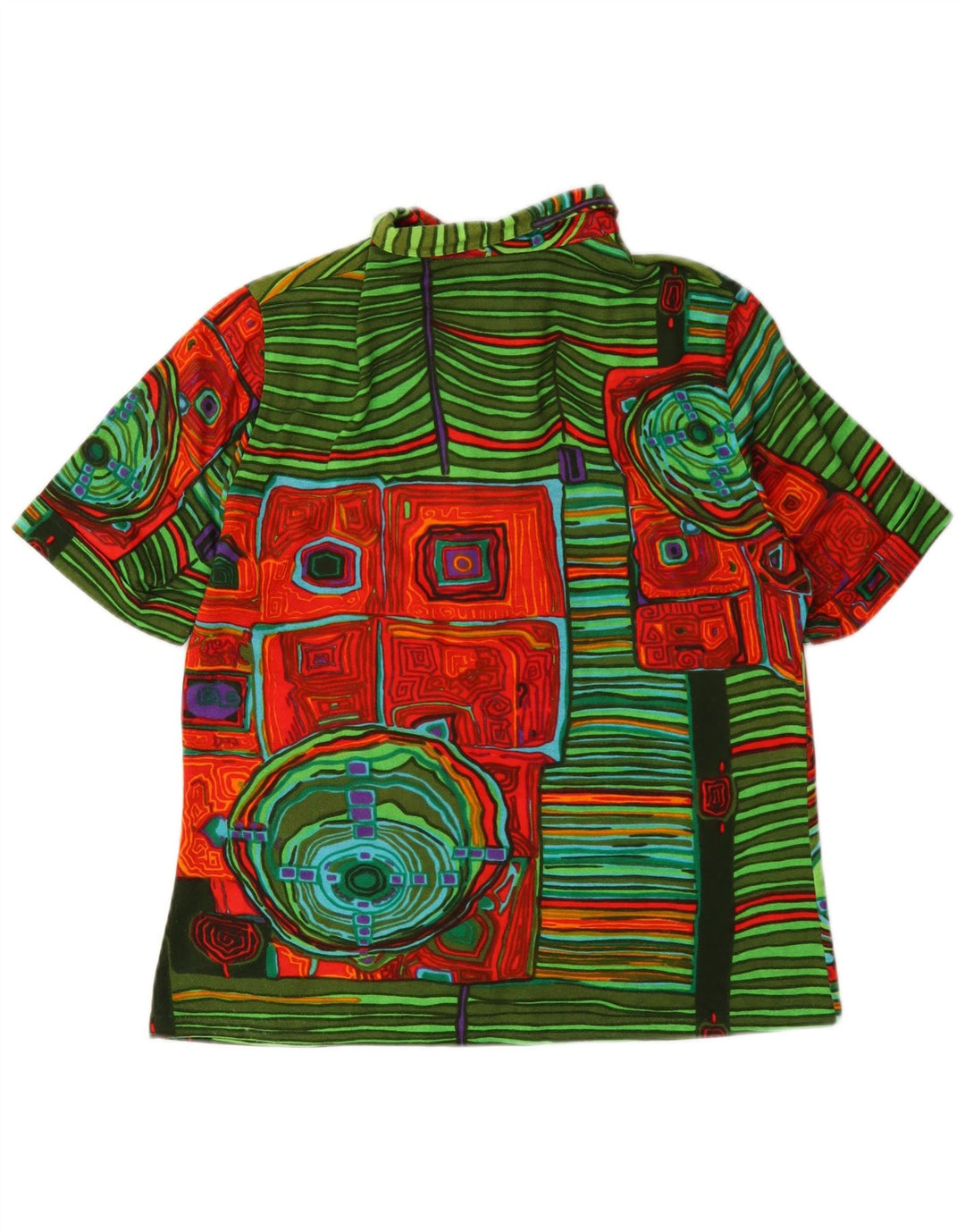 Vintage Womens Polo Shirt UK 14 Medium Multicoloured Geometric