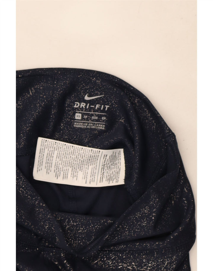 Nike Womens Leggings UK 4 XS  Navy Blue Colourblock Polyester