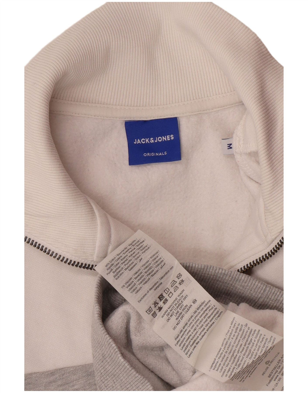 JACK & JONES Mens Graphic Sweatshirt Jumper Medium White Colourblock
