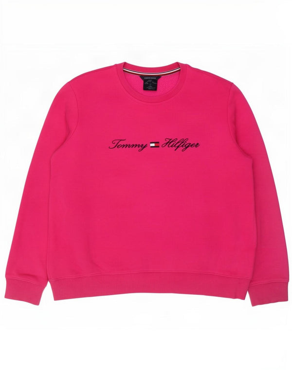 Felpa grafica da donna Tommy Hilfiger Maglione UK 14 Cotone rosa medio