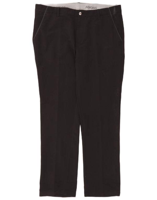 Adidas Mens Straight Chino Trousers W36 L32 Black Polyester