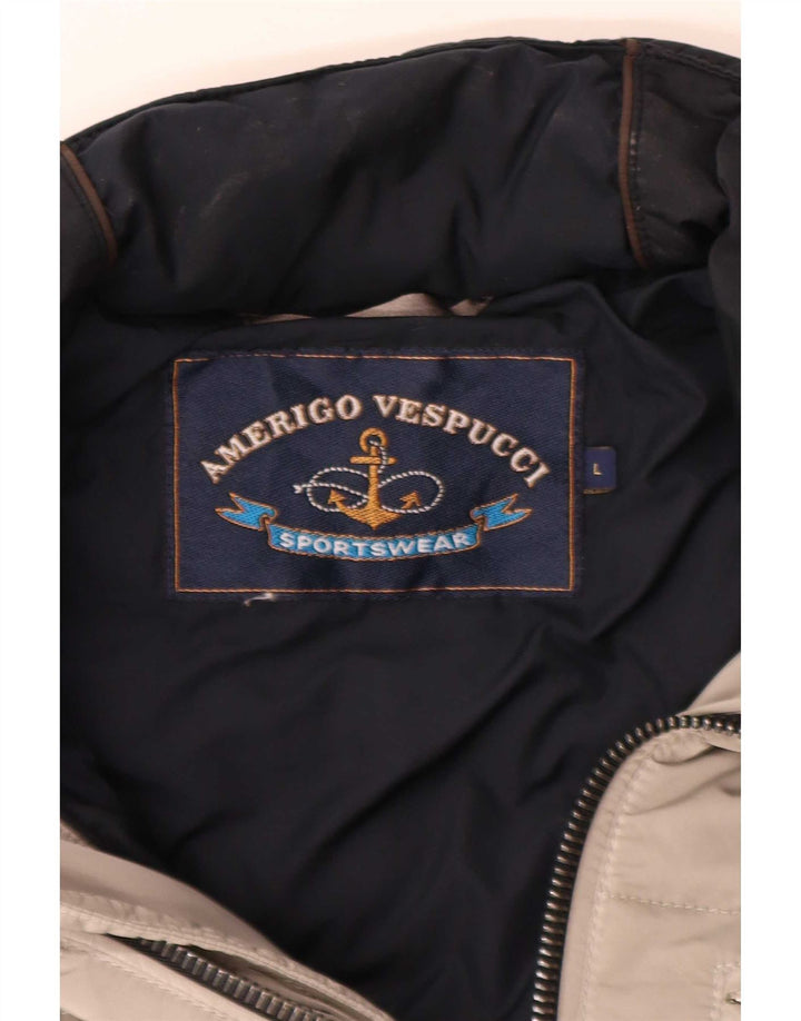 Amerigo Vespucci Mens Padded Jacket UK 40 Large Grey Colourblock Polyamide
