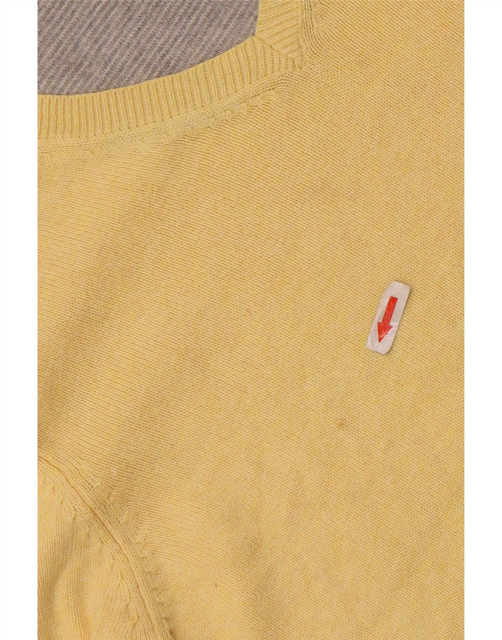 Marks & Spencer Mens V-Neck Jumper Sweater Small Yellow Cotton