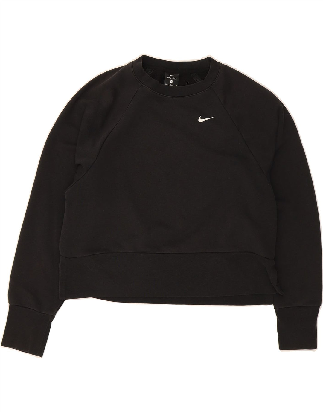 NIKE Womens Dri Fit Crop Sweatshirt Jumper UK 10 Small Black Polyester Vintage Nike and Second-Hand Nike from Messina Hembry 