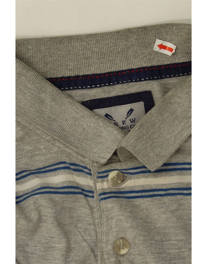 Crew Clothing Mens Polo Shirt Medium Grey Striped Cotton